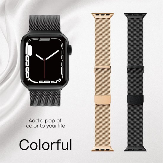 Bracelet milanais By Qubix - Or - Aimant Extra puissant - Convient pour Apple Watch 38 mm - 40 mm - 41 mm