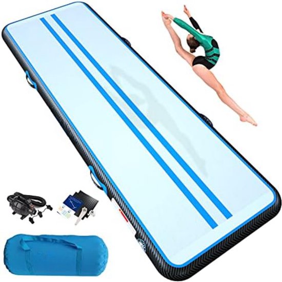 Tectake® Airtrack Mat Opblaasbare Gymnastiekmat Air Flexy Incl Elektrische Luchtpomp En Draagtas Turnmat Gymnastiektraining Thuis Of Buitenshuis Zachte Vloermat Sportmat Met Transporttas Afm 397 X 104 10 Cm 591162800