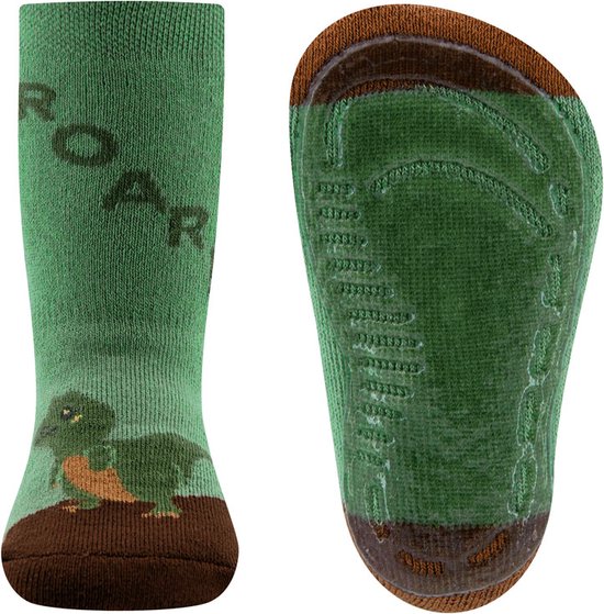 Chaussettes antidérapantes Ewers vertes avec dinosaure