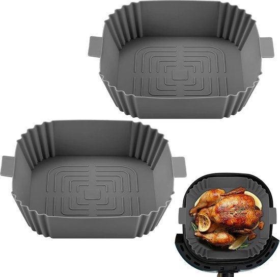 Pots en Silicone pour Friteuse à Air Chaud avec Pince à Main, Panier de  Friteuse à Air en Silicone de 8 Pouces, Accessoires de Four pour Friteuses  à Air Alimentaire, Remplacement du