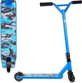 Land Surfer - stuntstep - blauw camouflage design - 360° draaibaar - 100mm wielen - lichtgewicht - versterkt ontwerp