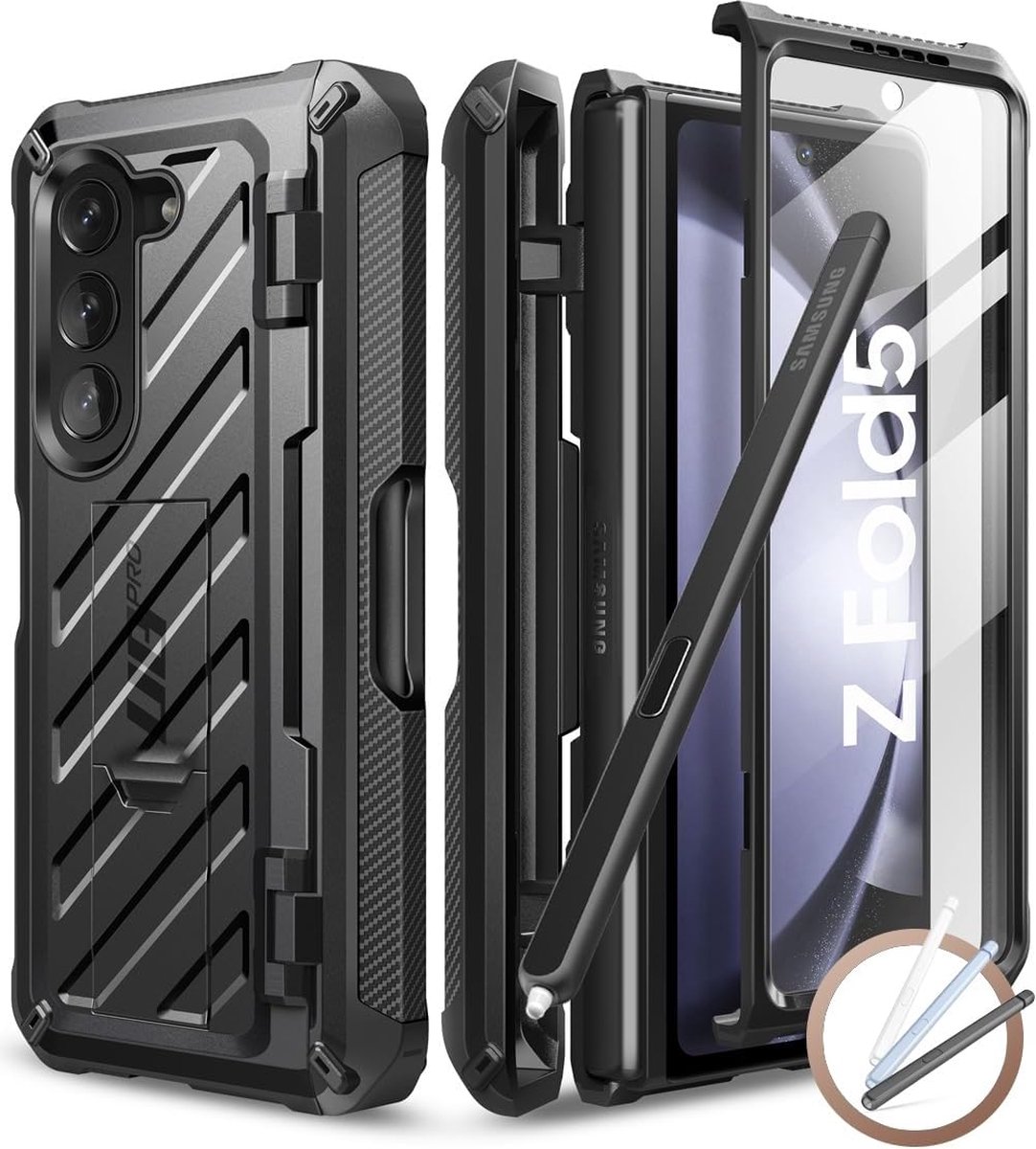 Supcase UBPro met screenprotector en penhouder Geschikt Voor Samsung Z Fold5 - Zwart