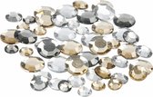 3x Zakjes met ronde strass steentjes zilver mix 360 stuks - hobby materiaal - knutselen