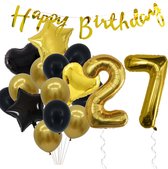 Snoes Ballonnen 27 Jaar Feestpakket – Versiering – Verjaardag Set Goldie Cijferballon 27 Jaar -Heliumballon