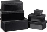 Set van 12x stuks zwarte glitter cadeaudoosjes 7-24 cm rechthoekig - kadodoosjes / cadeauverpakkingen