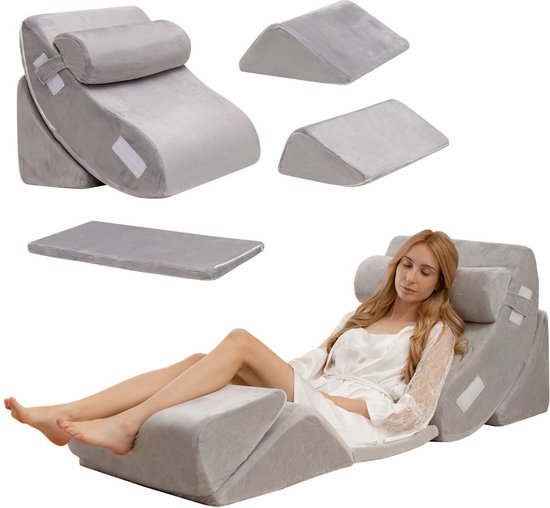 COSTWAY 6 Stuks Bed Wigkussen Traagschuim Vulkussen Set Met 