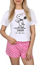 Snoopy Peanuts - Witte en roze meisjespyjama met korte mouwen / 134