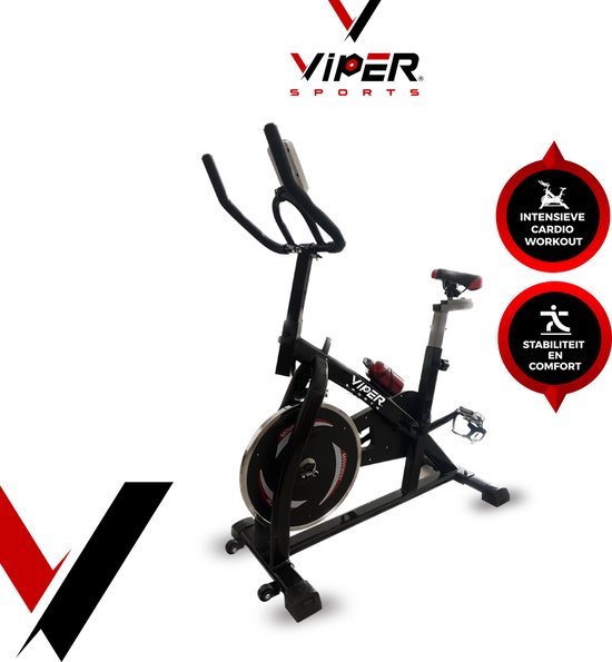 Foto: Viper sports zeusbike spinning 98 x 49 x 105 cm indoorfiets met computer inclusief bidon zwart rood