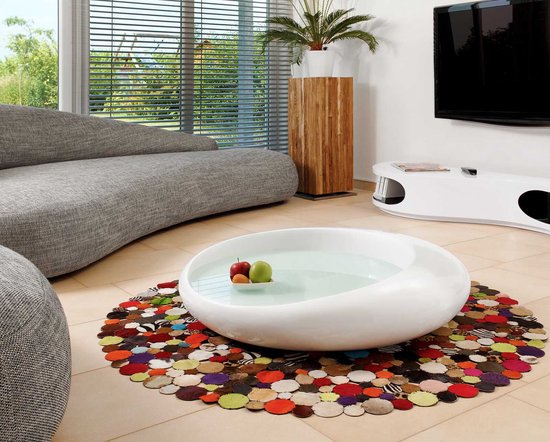 Salontafel Lydia Wit vezel - Overig - 100x100cm - Hoogte 25 cm | bol