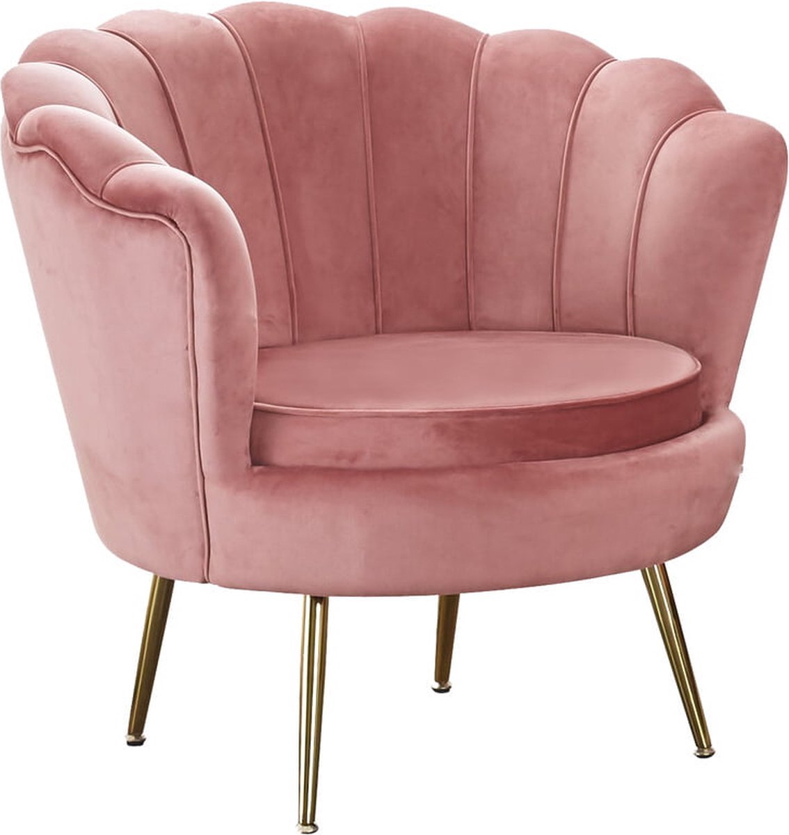 Fauteuil Chanelle Roze - Velours - Zithoogte 44 cm - Zitdiepte 56 cm