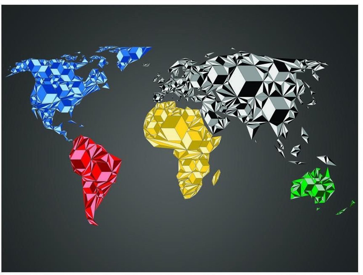 Fotobehang - Map of the World - colorful solids.