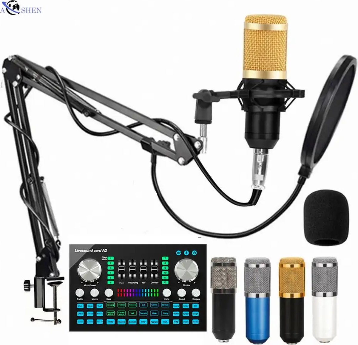 NÖRDIC MFK-027 Streaming kit - Podcast - Met geluidskaart - Bluetooth - Microfoon met houder