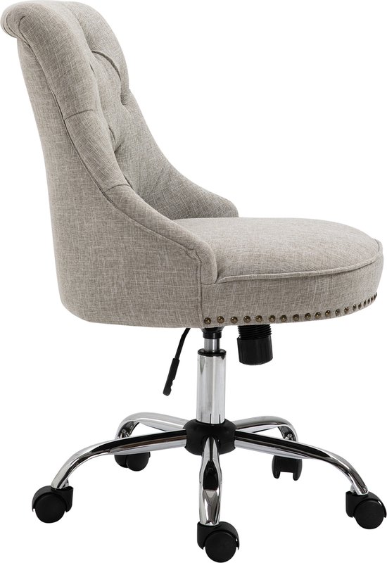 HOMCOM Chaise pivotante chaise rembourrée fauteuil de direction capacité de charge 150 kg, lin réglable en hauteur 836-117