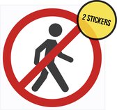 Pictogram/ sticker | Verboden toegang | 10 x 10 cm | Geen voetgangers | No entry | Geen ingang | Personeel | Retail | Hotel | Geen taal | Universeel | 2 stuks