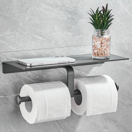 Porte-rouleau WC double, porte-papier toilette autocollant, sans