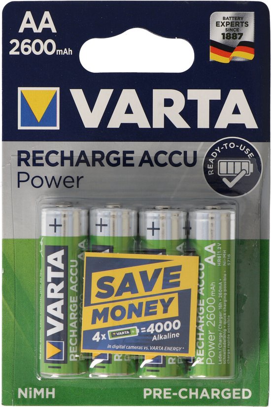 Varta AA Oplaadbare Batterijen - 4 stuks - Varta