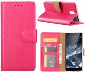 LuxeBass Hoesje geschikt voor Nokia 5.1 - Bookcase Roze - portemonnee hoesje - telefoonhoes - gsm hoes - telefoonhoesjes