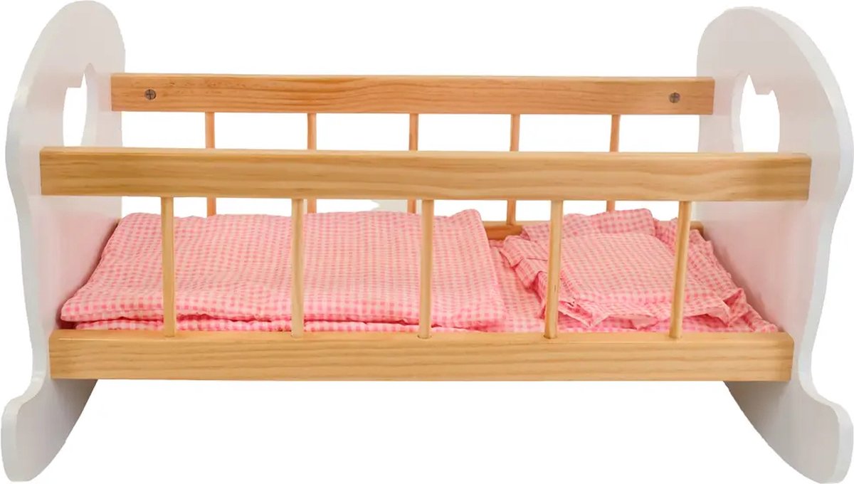 Bandits & Angels Houten Poppenbedje Sweet Dreams Wit Hout met Hart - Poppenbed Hout - Geschikt voor Pop tot 46 cm - Inclusief Dekentje - Poppen Bed - Poppen Meubel — afbeelding 6
