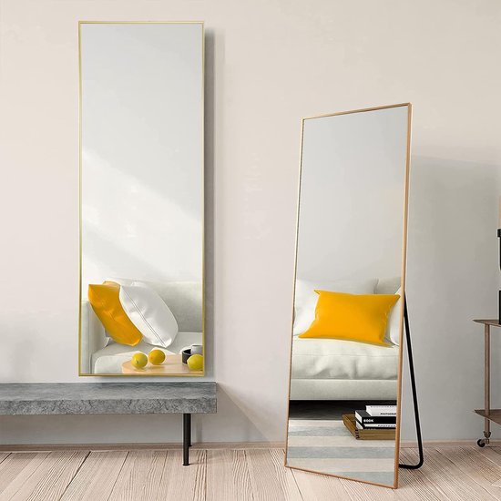 Miroir sur pied 144 × 45 cm, grand miroir intégral avec cadre en aluminium  pour... | bol