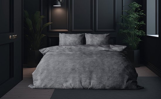 Eleganzzz Dekbedovertrek Flanel Fleece - Dark Grey - Dekbedovertrek 240x200/220cm - 100% flanel fleece - Lits Jumeaux dekbedovertrekken - 240x220cm - Fluffy Dekbedovertrek van Merkloos — afbeelding 3