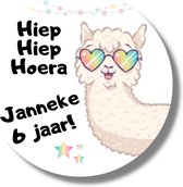 Stickers met eigen naam en leeftijd - Alpaca Lama - 20 stuks - 4 cm - Traktatie Uitdelen