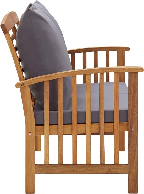 The Living Store Banc de jardin en bois d'acacia - 119 x 67 x 83 cm - Élégant et durable - Coussins inclus