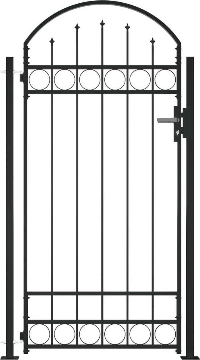 The Living Store Tuinpoort Modern Type- Staal 105 x 204 cm Zwart
