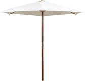 The Living Store Parasol Hout 270x270 cm - Crèmewit - UV-bestendig Polyester