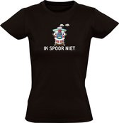 Ik spoor niet Dames T-shirt - trein - reizen - ov - tram - bus - humor - lol - grappig - cadeau