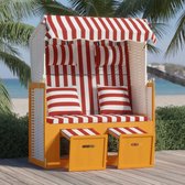 The Living Store Chaise de Plage Poly Rotin - 115x55x133/151/156 cm - Baldaquin - Dossier réglable - Repose-Pieds Extensible - Rouge et Wit