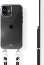 xoxo Wildhearts siliconen hoesje - Geschikt voor iPhone 13 Mini - Telefoonhoesje - Hoesje met koord - telefoonkoord - Transparant hoesje - Zwarte koord