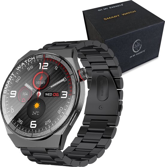 Montre connectée Android pour homme avec bracelet en métal rond - Montre  connectée pour homme avec fonction téléphone Fonction Whatsapp Podomètre