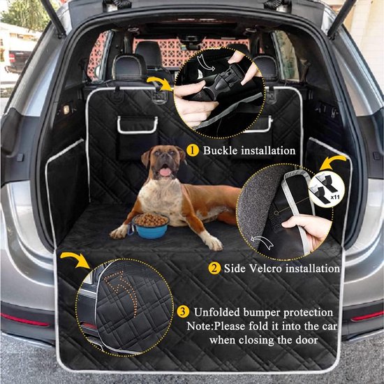 Tapis de coffre de voiture imperméable Oxford pour l'animal dans le siège  en arrière SUV en gris