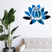 3D Lotus Acryl Spiegel Bloem Muursticker Wall Art Zelfklevende Verwijderbare Eco-vriendelijke Muurstickers voor Thuis Slaapkamer Woonkamer Badkamer Decoratie 13,7 x 9,8 Inch, Blauw