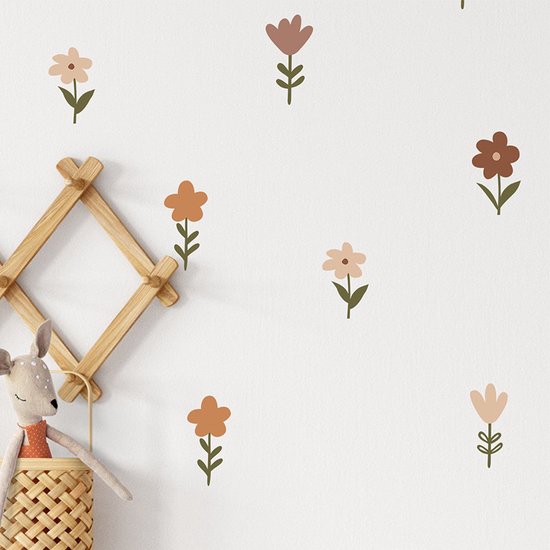 Muursticker - bloemetjes - kinderkamer inspiratie - wanddecoratie - muurdecoratie - babykamer - bloemen - boho