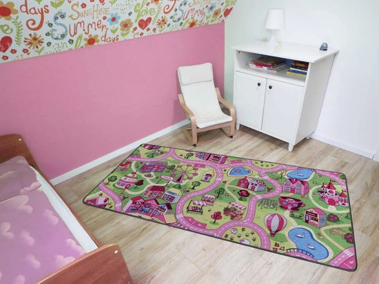 Sorprese Speelkleed - Speelmat 95x200 cm - Sweet Fantasy City - Vloerkleed Kinderkamer - Speeltapijt - Verkeerskleed - Cadeau van Sorprese — afbeelding 2