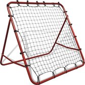 The Living Store Voetbal Rebounder - Rood gepoedercoat - 100x100 cm - 4 verstelbare hoeken