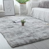 Woonkamertapijt, Shaggy-tapijt, slaapkamer, modern tapijt, indoor, comfortabel, huis, vloertapijt (grijs/wit, 200 x 300 cm)