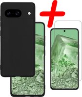 Hoes Geschikt voor Google Pixel 8 Hoesje Siliconen Back Cover Case Met Screenprotector - Hoesje Geschikt voor Google Pixel 8 Hoes Cover Hoesje - Zwart