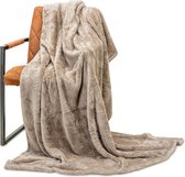 Wicotex - Plaid deken - Fleece Plaid Fluffy Taupe - Afmeting150x200cm - Zacht en warme Fleece deken - Plaidfleece