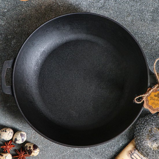 Compacte Gietijzeren Sauteerpan 26 x 6 cm – Multifunctioneel, Geschikt voor Inductie & Oven – Gelijkmatige Warmteverdeling – PFAS-vrij Gezond Koken – Bakken & Braden – Cadeau – Zwart