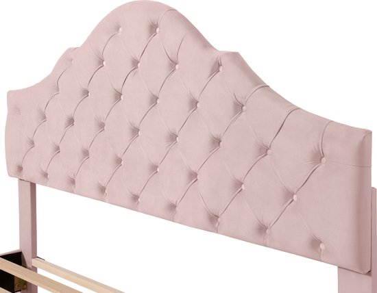 Lit double rembourré Merax - Lit pour 2 personnes avec tête de lit réglable - Rose