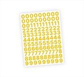 Cijfer stickers / Plaknummers - Stickervel Set - Geel - 2cm hoog - Geschikt voor binnen en buiten - Standaard lettertype - Mat