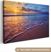 Canvas - Zee - Strand - Horizon - Zon - Schilderijen op canvas - Canvas zee - Canvas doek - 180x120 cm - Muurdecoratie - Slaapkamer