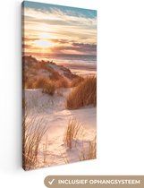 Canvas - Strand - Zee - Duin - Schilderijen woonkamer - Foto op canvas - Canvas zonsondergang - 40x80 cm