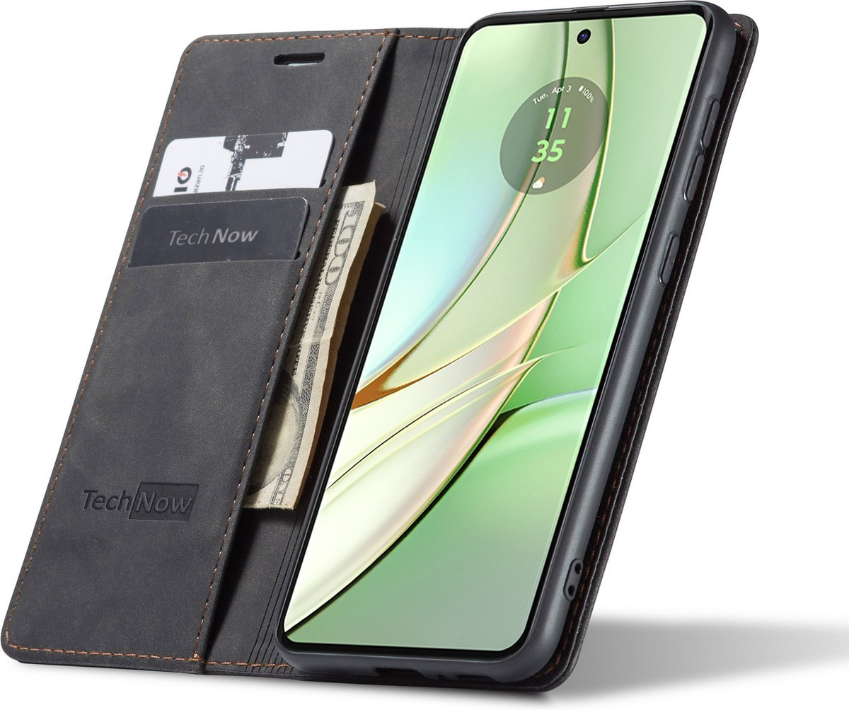 Motorola Moto Edge 40 Hoesje - Book Case Leer Slimline Zwart