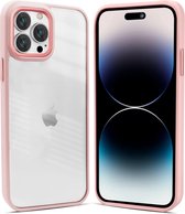 Coverzs telefoonhoesje geschikt voor Apple iPhone 14 Pro solid bumper hoesje - optimale bescherming - mat - transparant / roze