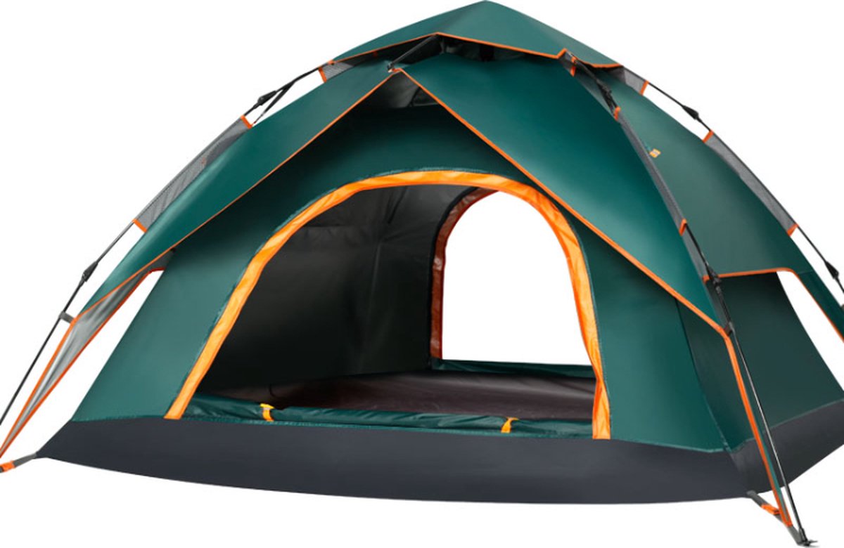 Tent –Familietent - Hoogwaardige Tent - Dubbele Deur Tent - Enkele Laag Volautomatische Outdoor Glamping Tent - Camping Tent – 2-3 Person Tent - Militair Groen – foto 2