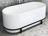 Shower & Design Ovaal vrijstaand bad met metalen decoratie - 230 L - 160 x 75 x 60 cm - Wit - Acryl - PLECO L 160 cm x H 60 cm x D 74 cm