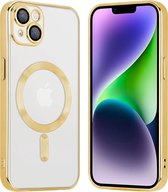 Coverzs telefoonhoesje geschikt voor Apple iPhone 14 Plus Magneet hoesje met camera cover - magnetisch hoesje - goud